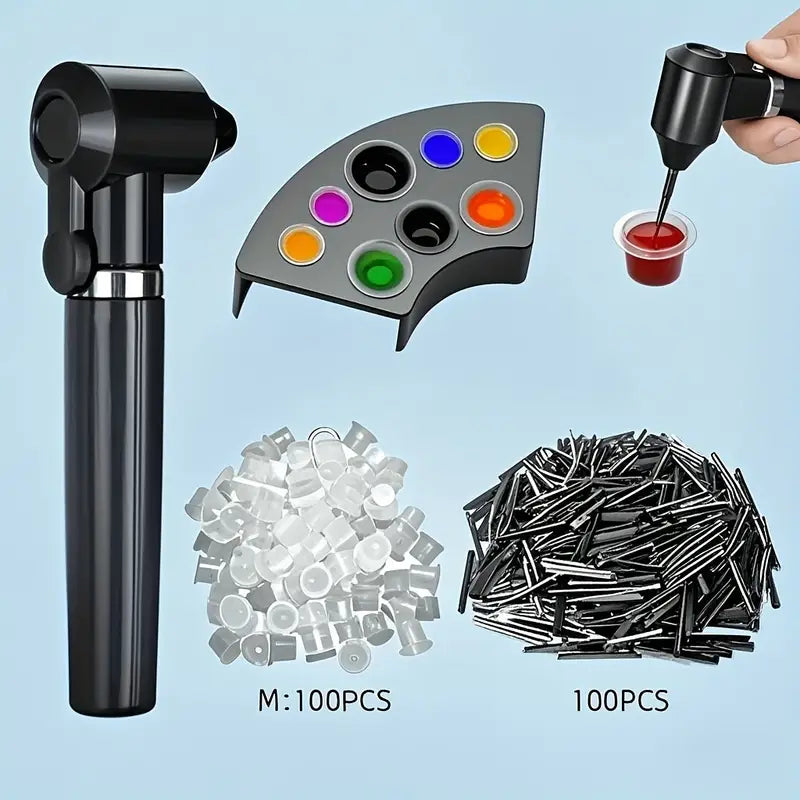 Kit de herramientas para mezclar y almacenar tinta.